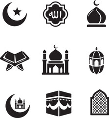 Obraz premium Minimalist Islamic Icon Set for Web and Interface