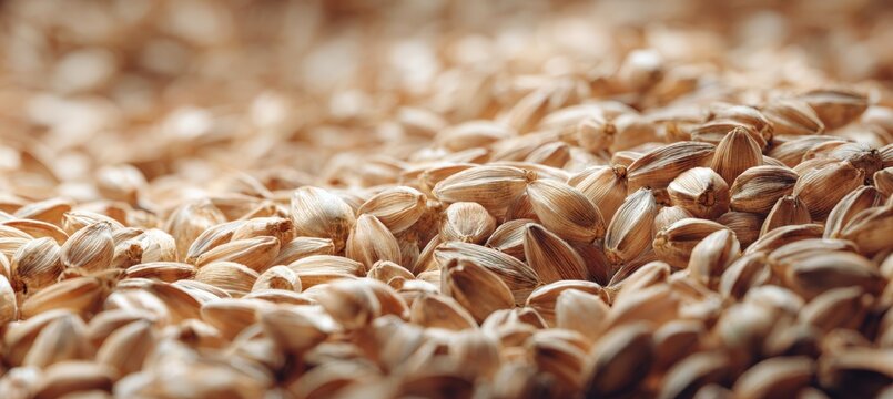 Close-up Macro of Uniformly Dried Barley Grains Forming a Textured Surface
