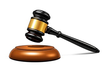A wooden gavel resting on a sound block symbolizing law and justice