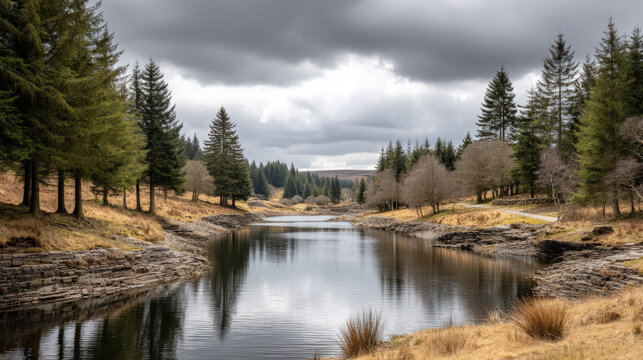 Kielder water reservoir and forest in Northumberland