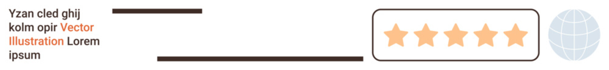 Obraz premium Customer feedback, online reviews, rating systems, global interaction, business reputation, user experiences. Five orange stars with a global icon and text elements. Customer feedback and online
