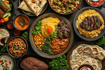 traditional saudi food marquq saleeg a kind top view