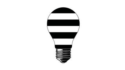 Obraz premium A stylized light bulb with horizontal black and white stripes on the bulb. Simple vector illustration