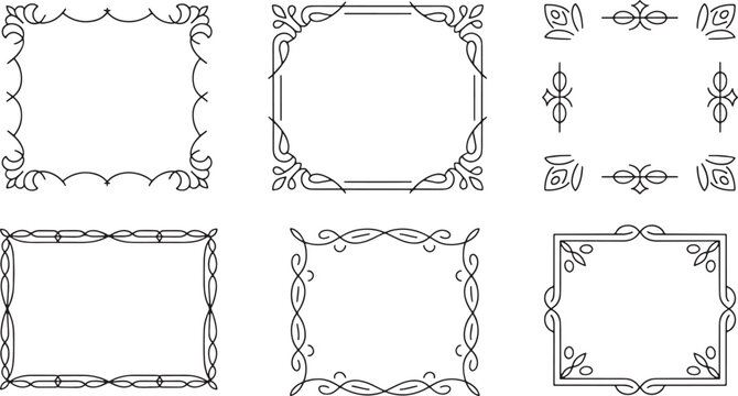 Set of Ornate Square and Rectangular Frames