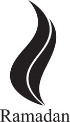 Naklejka premium Ramadan crescent moon abstract symbol black silhouette on white background