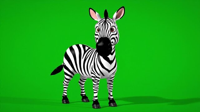 Stunning zebra standing on green background looking alert