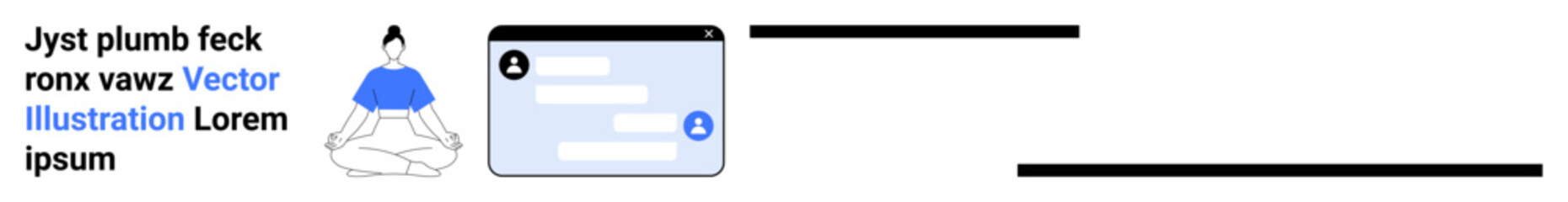 Obraz premium Meditation, personal wellbeing, user authentication, online profiles, digital identity, UI design. A person in lotus pose next to a generic user interface. Meditation and personal wellbeing concept