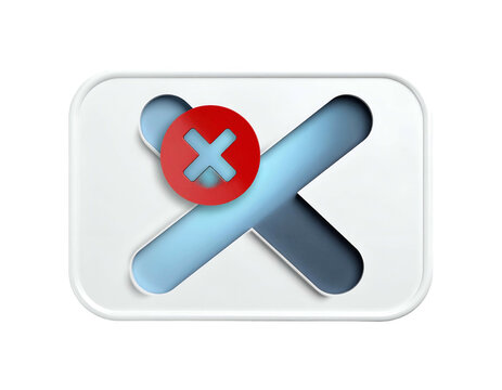 3D rendered icon red cancel symbol over blue crossed bars