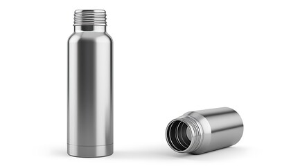 A stainless steel water bottle with its cap removed, showcasing its sleek design and modern appeal.