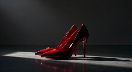 Red High Heels Under Dramatic Spotlight