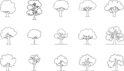 Obraz premium Tree, illustration, black, white, line, drawing, foliage, trunk, branch, silhouette, abstract, vector, design, graphic, pattern, element, layout, stylized, decor, background, sketch, forest, outline