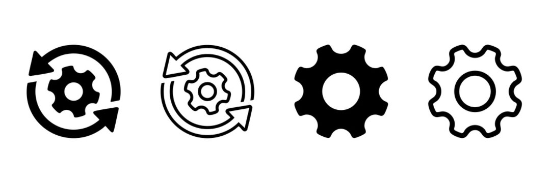 Settings Gear Icon Set Configuration Cog Wheel System Preferences UI Vector Illustration