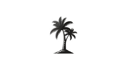Obraz premium Silhouette depiction of two palm trees on a small mound. Minimalist, contrasting design