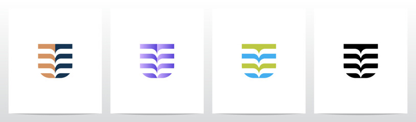 Abstract Open Book Pages Stripes Letter Initial Logo Design U