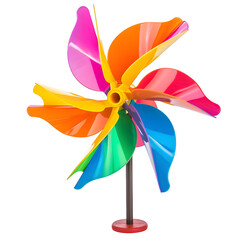 Fototapeta premium colorful windmill toy spinning isolated on pure white background 