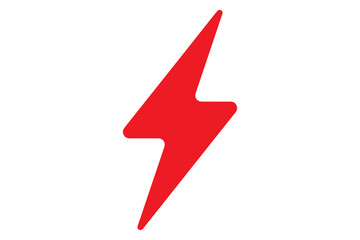 Red sharp lightning bolt icon vector, electric flash symbol, power energy logo, thunder sign, modern clean design for apps, websites, UI, branding, technology graphics