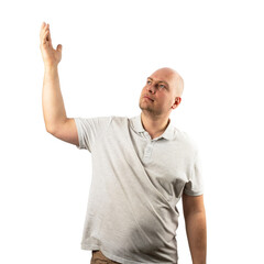 Fototapeta premium Man Raising Hand Up