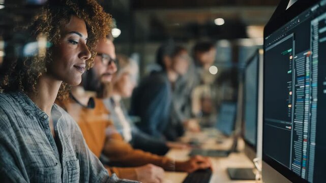 Coworkers actively editing shared documents simultaneously demonstrating seamless collaboration and realtime updates across distances.
