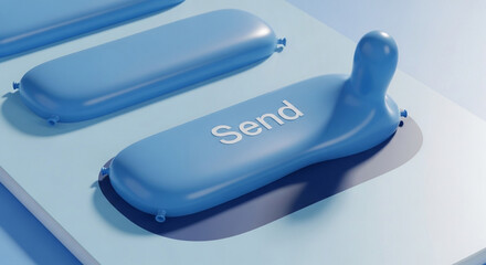 Modern send button on sleek blue interface