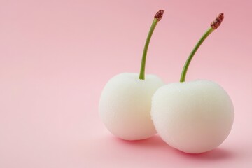 Enjoy frozen cherries on a pink background for a bright and fun fruit display