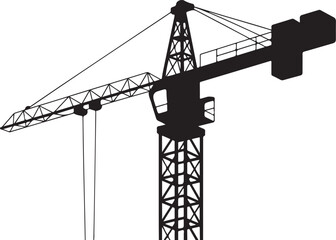 Fototapeta premium Black and white crane silhouette with extended arm