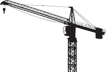 Black and white crane with hook and lattice structure