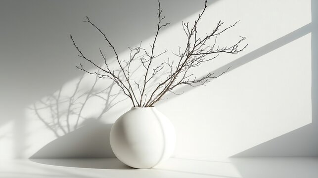 vase with beautiful plant on light table