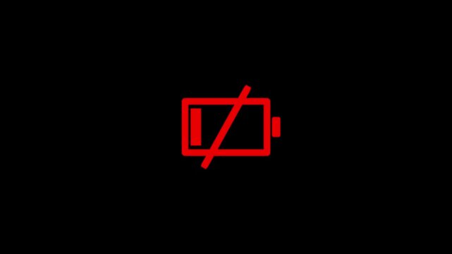 A red battery icon with a diagonal line indicating it is not allowed or prohibited