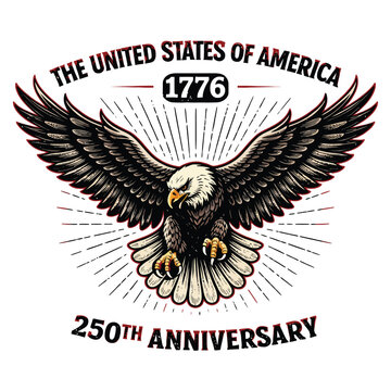 United States of America 1776 &ndash; 250th Anniversary Patriotic Bald Eagle Vintage Design