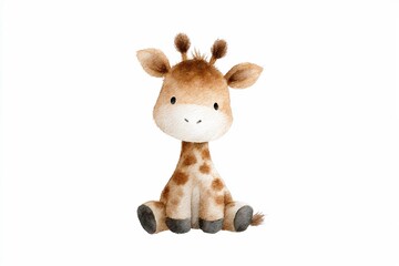 Obraz premium Cute watercolor giraffe illustration on white