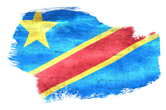 Democratic Republic of Congo flag grunge brush stroke texture