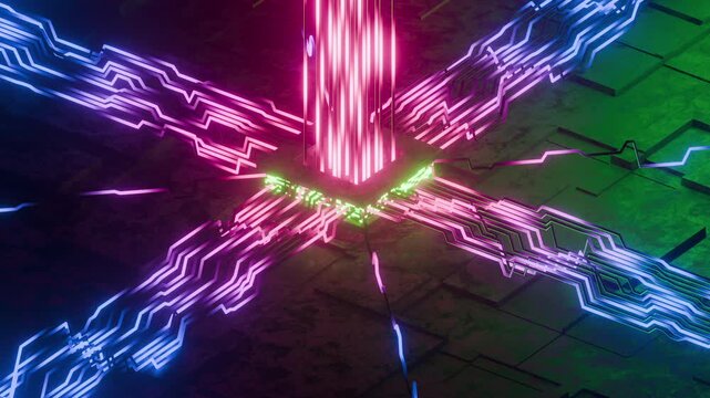 CPU bandwidth data transfer retro style technology animation seamless loop