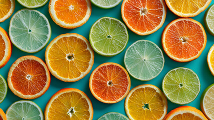 Obraz premium Citrus Slices Pattern Background