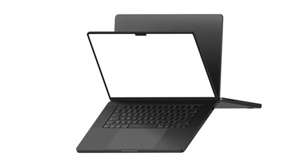 Floating double MacBook Pro mockup with PNG screen and background for web design and UX/UI...