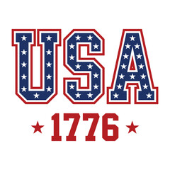 USA 1776 Patriotic Varsity Star Typography Illustration