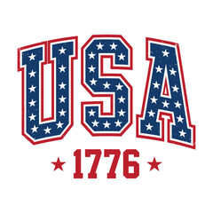 USA 1776 Vintage Patriotic Stars and Stripes Typography