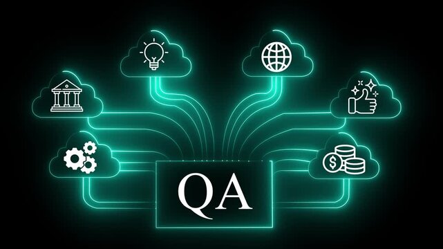 QA Abstract eco energy concept vector illustration featuring a light bulb background with a set of modern business technology icons for mobile network communication and online internet connection