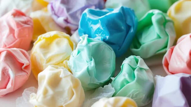 Assorted colorful wrapped candies close-up