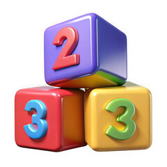 Obraz premium Colorful 3D number blocks isolated on transparent background
