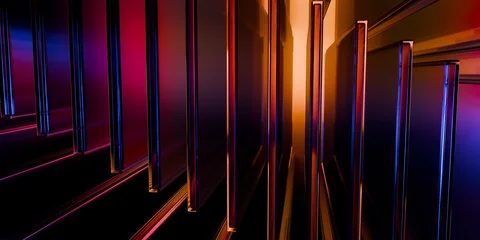 Cyber elements made of transparent glass and liquid acrylic purple blue glow on black backdrop cinematic tech background design cover art visuals 3d rendering © IM_VISUALS