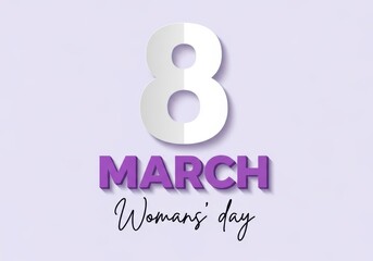 Modern International Women's Day greeting with large number 8