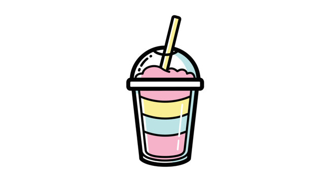 Colorful drink in plastic cup.