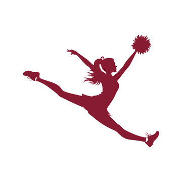 cheerleader jump logo design silhouette vector line art logo design