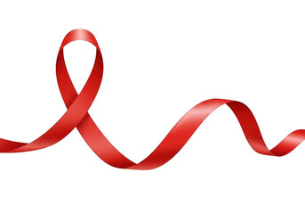 Elegant Red Ribbon Wave Isolated on Transparent Background