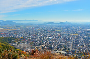 八幡山城出丸跡から近江八幡市街の眺め　滋賀県近江八幡市