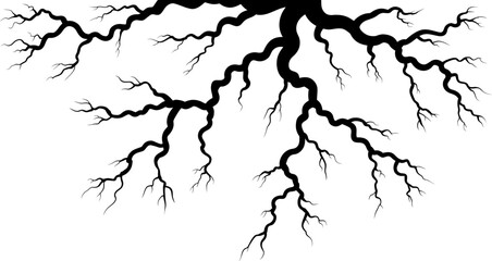 Obraz premium Abstract depiction of tangled dark branches against a stark white background