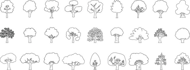 Tree, illustration, black, white, line, drawing, foliage, trunk, branch, silhouette, abstract, vector, design, graphic, pattern, element, layout, background, sketch, nature, forest, outline