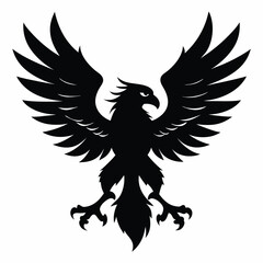 Obraz premium eagle bird flying with open wings and talons silhouette line art vector illustration with a white background