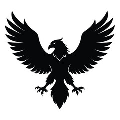 Fototapeta premium eagle bird flying with open wings and talons silhouette line art vector illustration with a white background