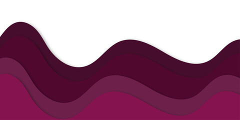 Rich burgundy and magenta layered waves flowing smoothly across a light backdrop, 3D paper cut effect with soft shadows, elegant modern abstract design.